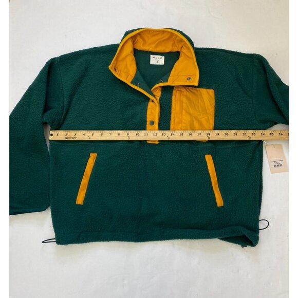 Wilo The Label Cozy Fleece Pullover,Sweater,Quarter button front Green Small,NEW - Picture 3 of 15